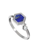 Кольцо из белого золота c бриллиантами и лазуритом