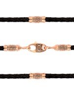 Гайтан из золота c кожаным шнурком