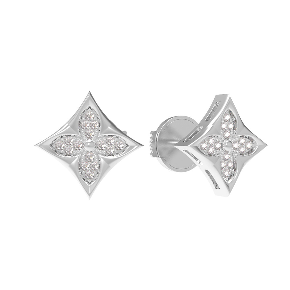 Серьги из белого золота 585 пробы c бриллиантами