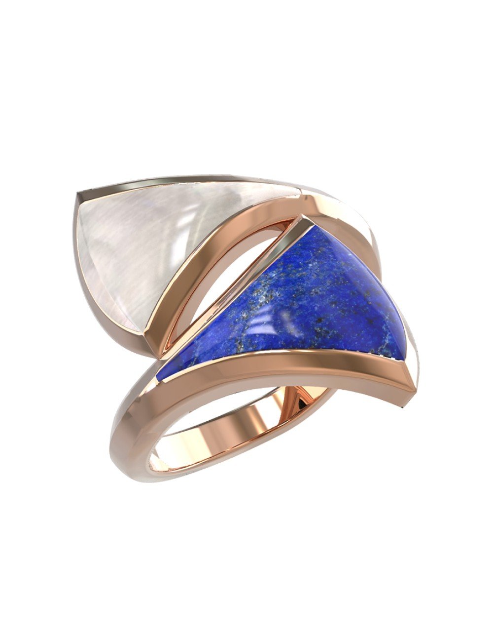 Кольцо из золота c лазуритом и перламутром