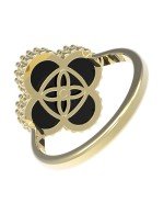 Кольцо из лимонного золота c бриллиантами и ониксом