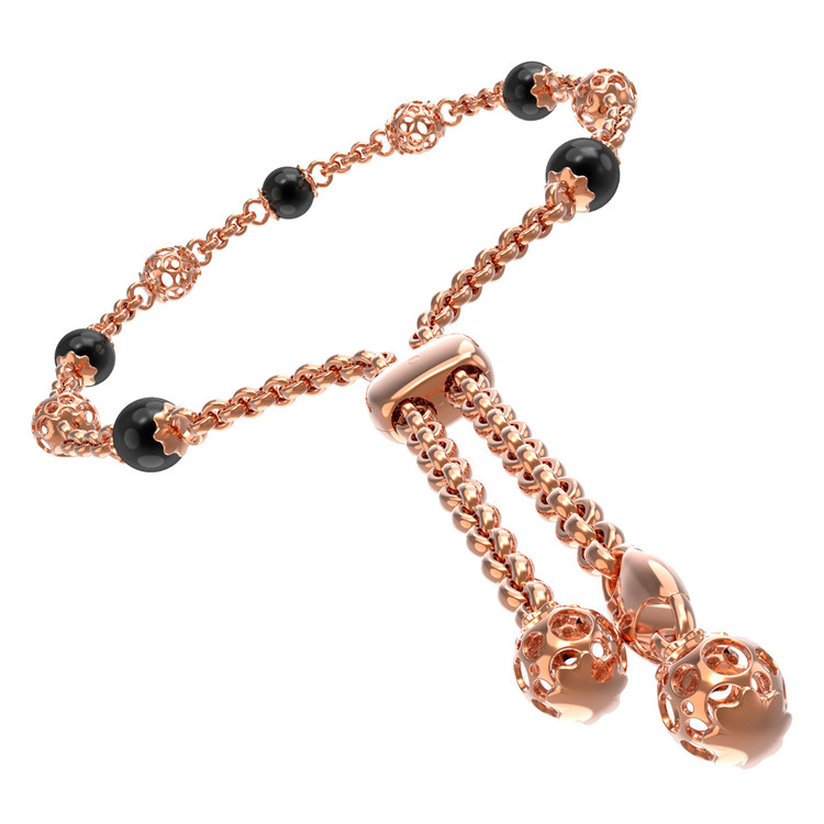 Браслет из красного золота 585 пробы c ониксом