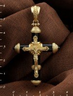 Крест из лимонного золота c ониксом