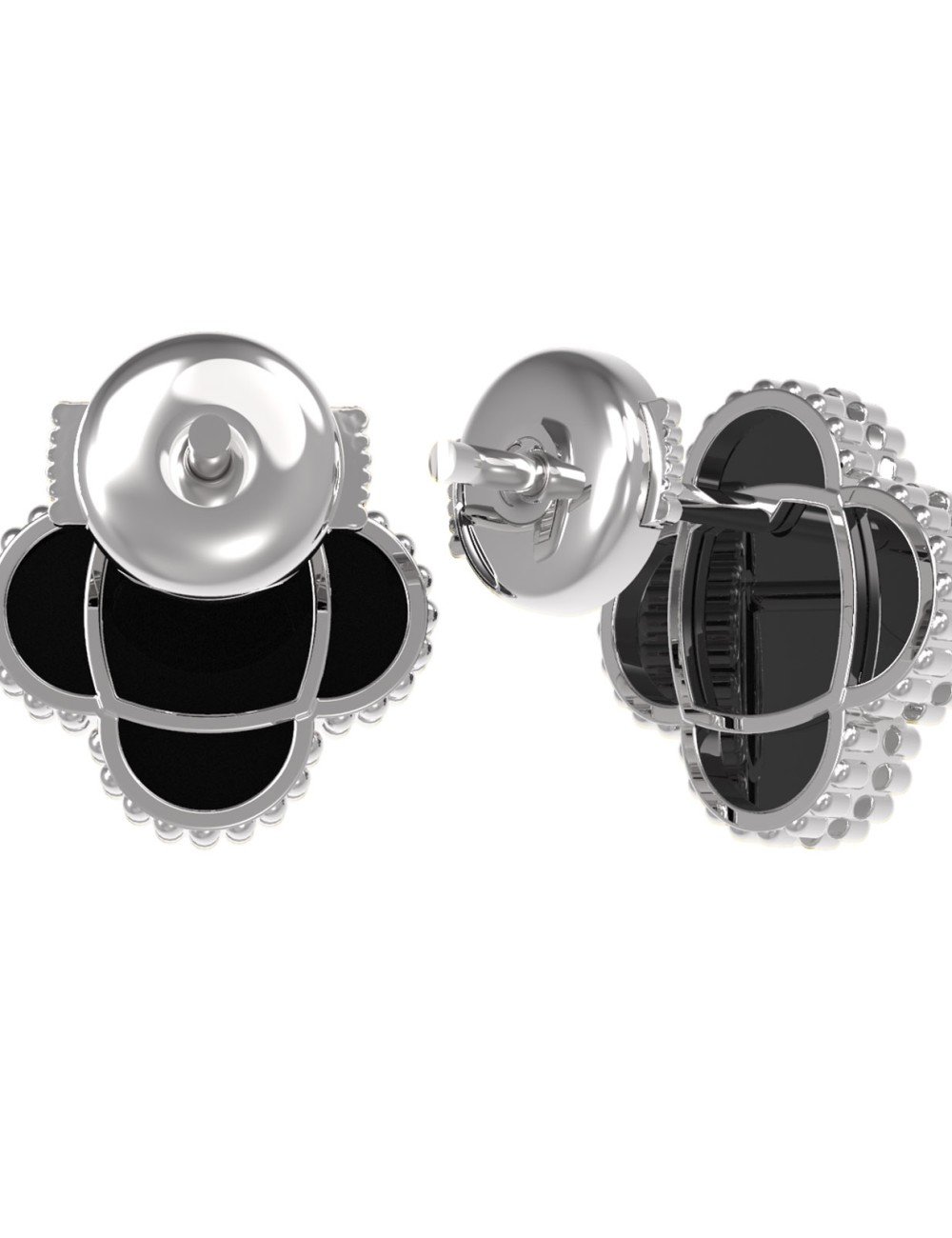 Серьги из белого золота c ониксом