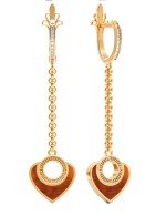 Серьги из золота c фианитом и тигровым глазом