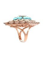 Кольцо из золота c бирюзой и перламутром