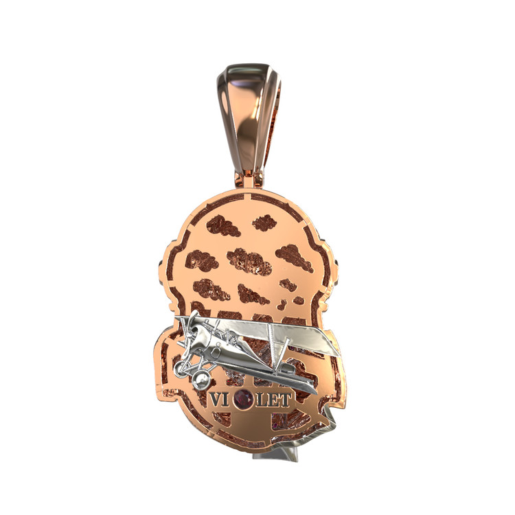 Подвеска из красного золота 585 пробы c эмалью, бриллиантами и рубином