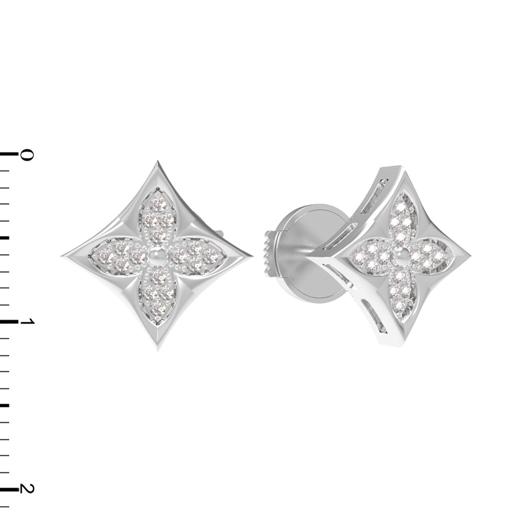 Серьги из белого золота 585 пробы c бриллиантами