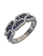 Кольцо из белого золота c бриллиантами и сапфиром