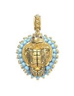 Подвеска из лимонного золота c эмалью и бирюзой