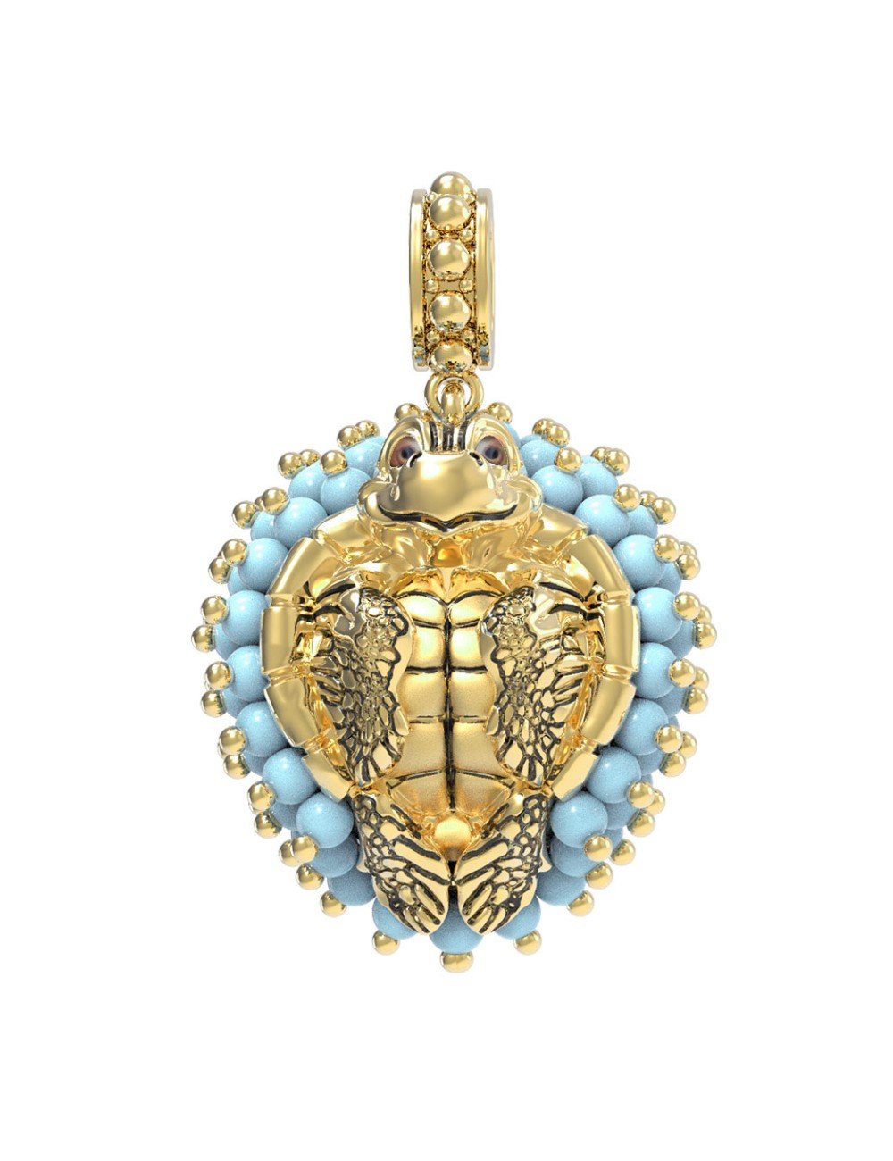 Подвеска из лимонного золота c эмалью и бирюзой