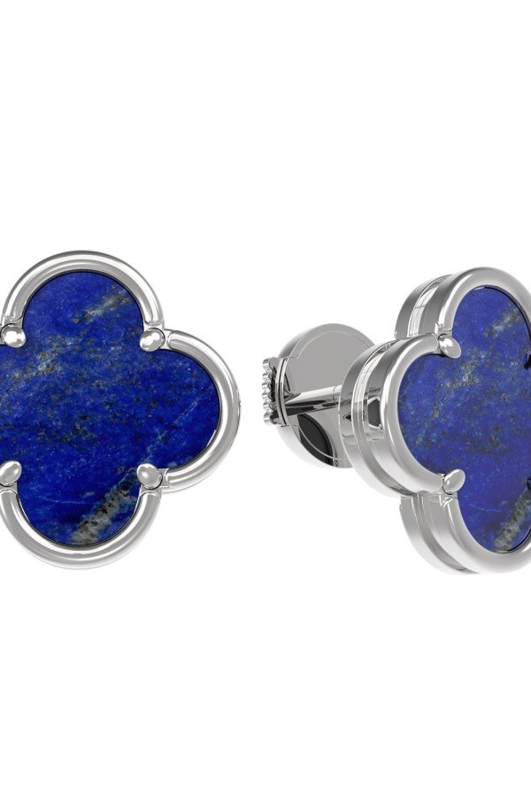 Серьги из белого золота c лазуритом