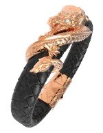 Браслет из золота c бриллиантами и кожаным шнурком