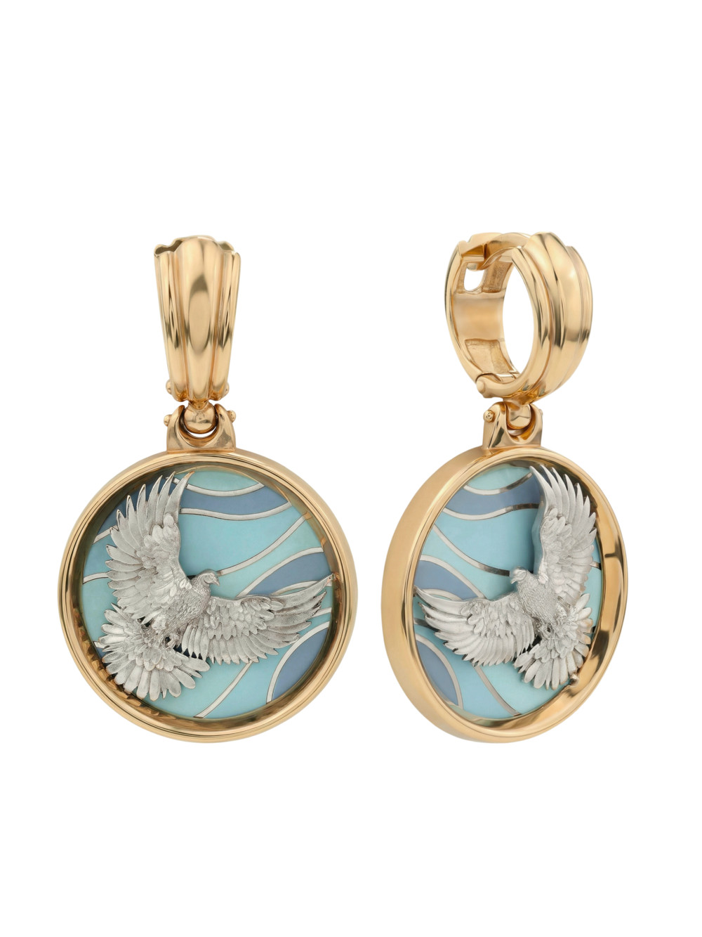 Серьги из красного золота 585 пробы c эмалью