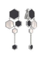 Серьги из белого золота c ониксом и перламутром