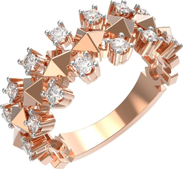 Кольцо из красного золота 585 пробы c бриллиантами