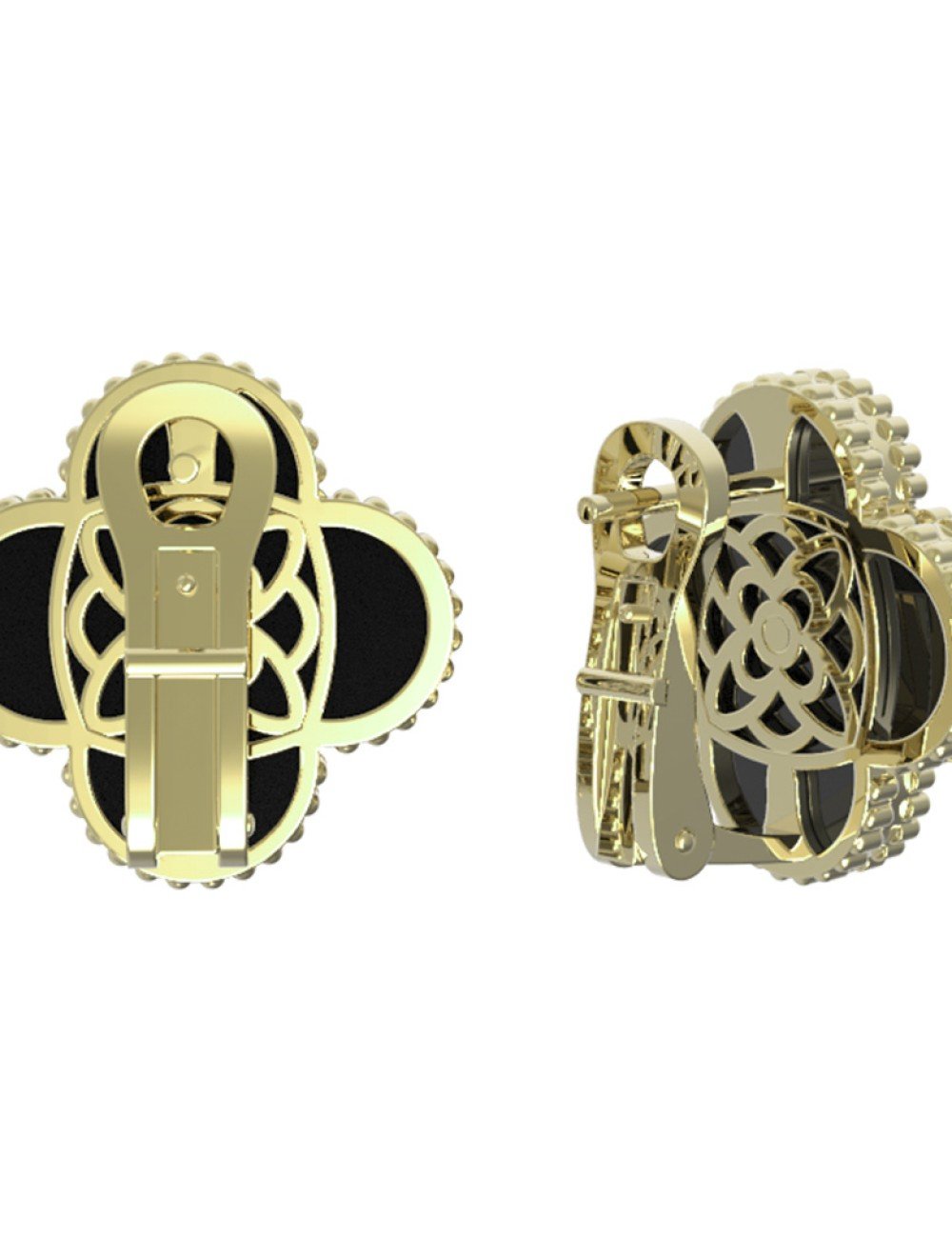 Серьги из лимонного золота c бриллиантами и ониксом