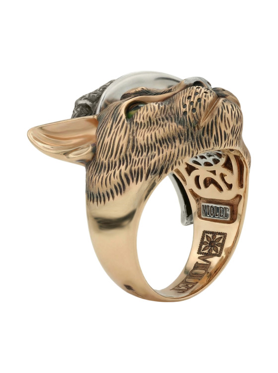 Кольцо из красного золота 585 пробы c эмалью