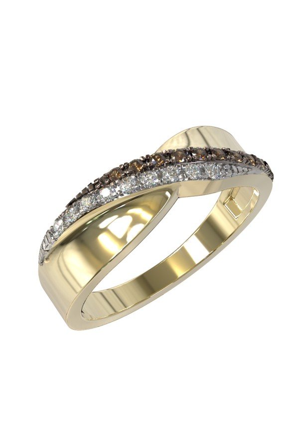 Кольцо из лимонного золота c бриллиантами