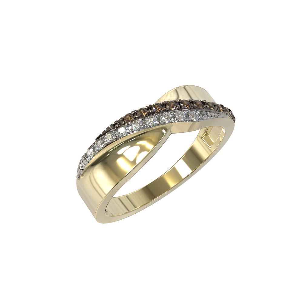 Кольцо из лимонного золота 585 пробы c бриллиантами