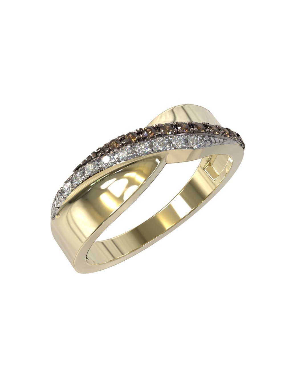 Кольцо из лимонного золота c бриллиантами