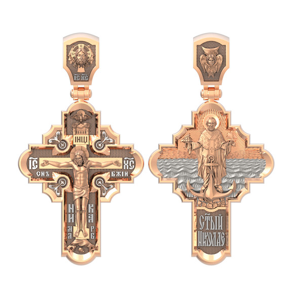 Крест из красного золота 585 пробы