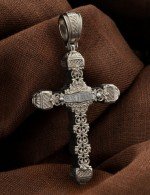 Крест из белого золота c эбеновым деревом