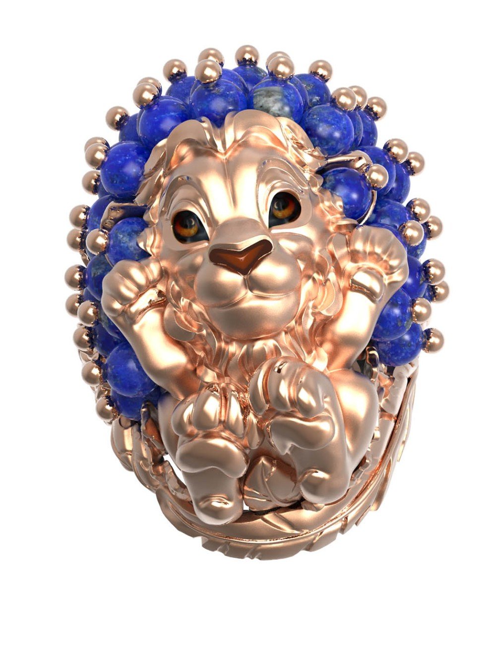 Кольцо из золота c эмалью и лазуритом