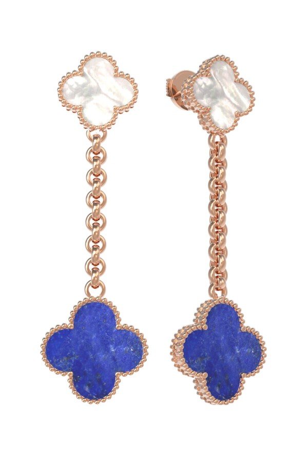 Серьги из золота c лазуритом и перламутром