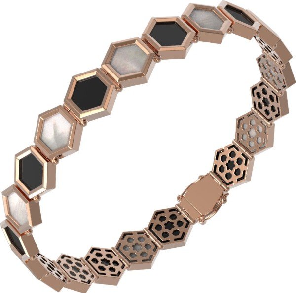 Браслет из золота c ониксом и перламутром