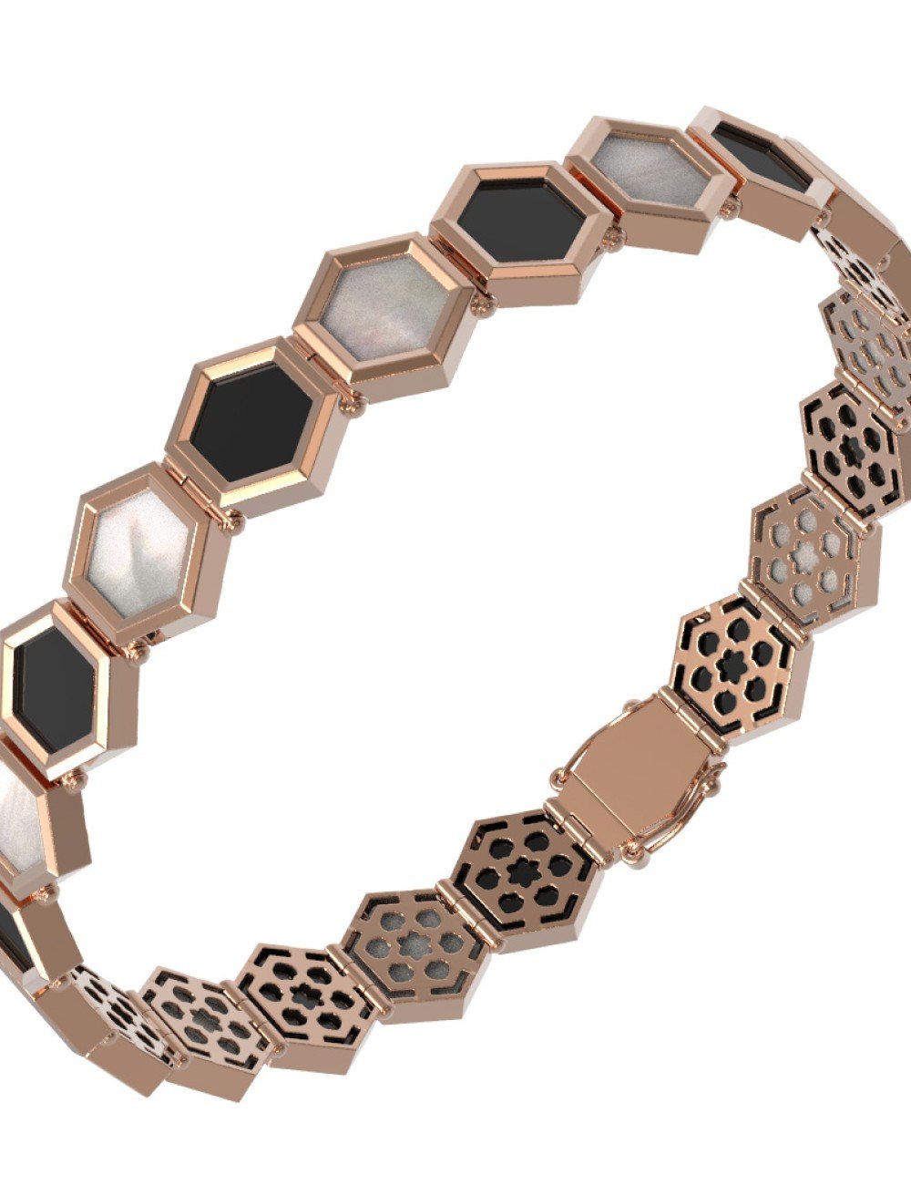 Браслет из золота c ониксом и перламутром