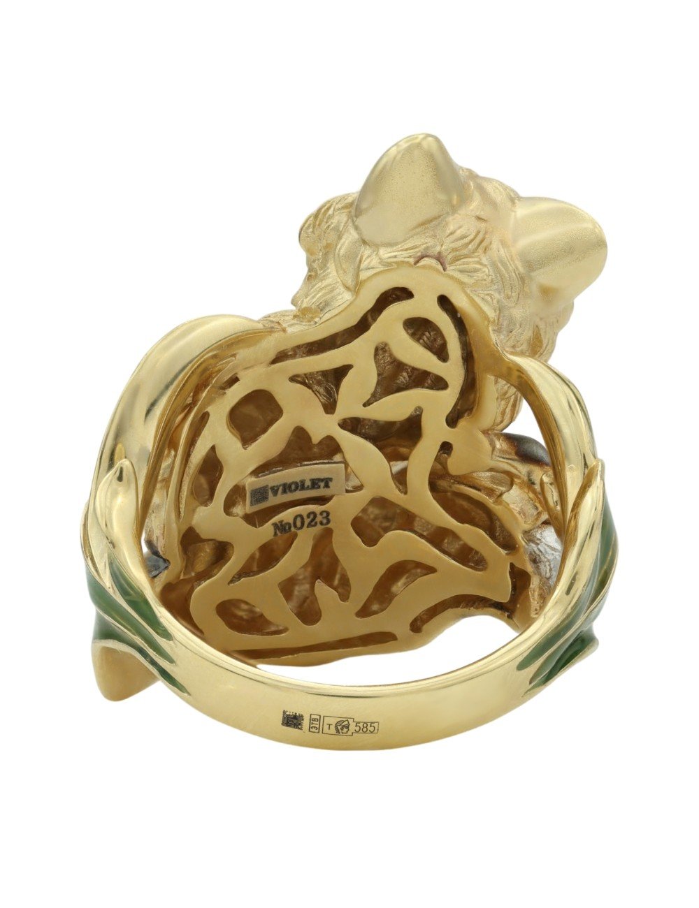 Кольцо из лимонного золота c эмалью