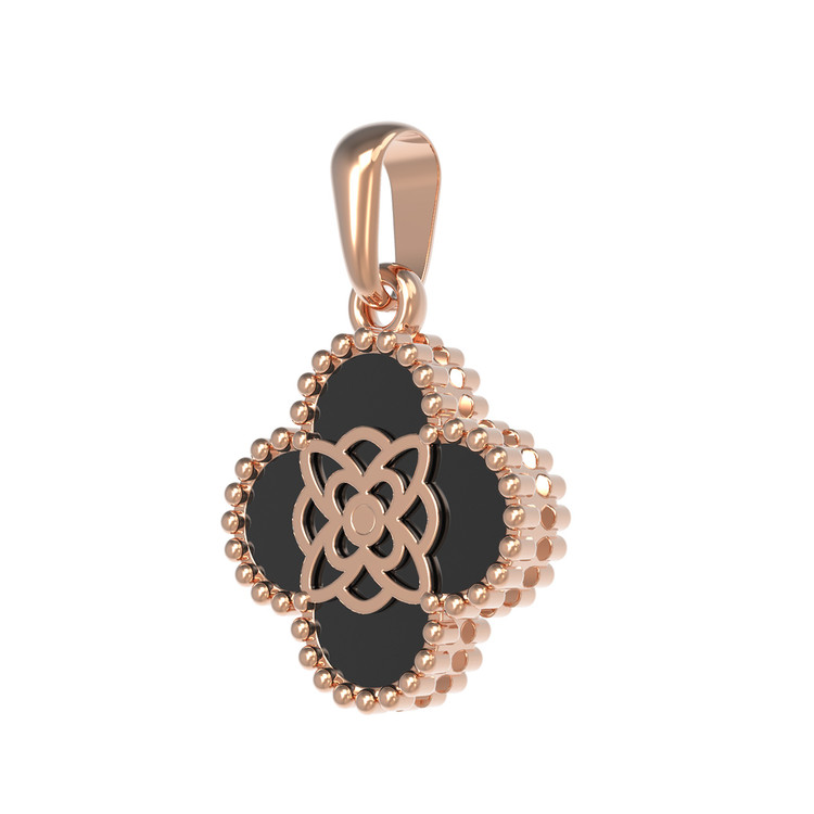 Подвеска из красного золота 585 пробы c бриллиантами и ониксом