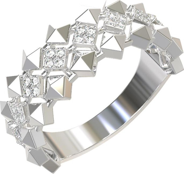 Кольцо из белого золота 585 пробы c бриллиантами