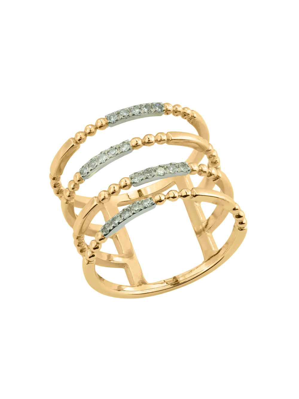 Кольцо из лимонного золота 585 пробы c бриллиантами