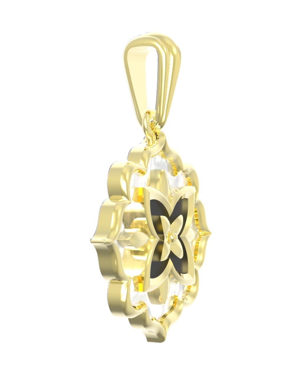 Подвеска из лимонного золота c ониксом и перламутром