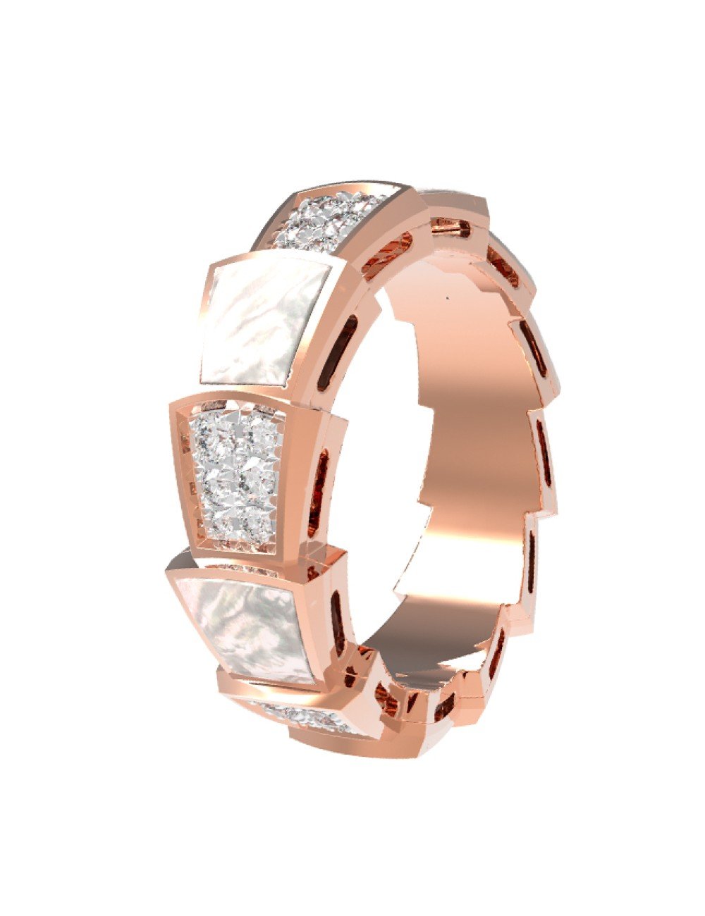 Кольцо из золота c бриллиантами и перламутром