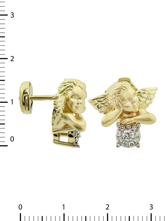 Серьги из лимонного золота 585 пробы c бриллиантами