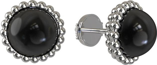 Серьги из белого золота 585 пробы c ониксом