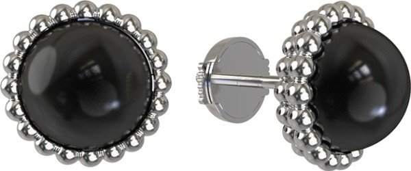 Серьги из белого золота c ониксом