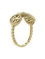 Кольцо из лимонного золота c бриллиантами, лазуритом и перламутром