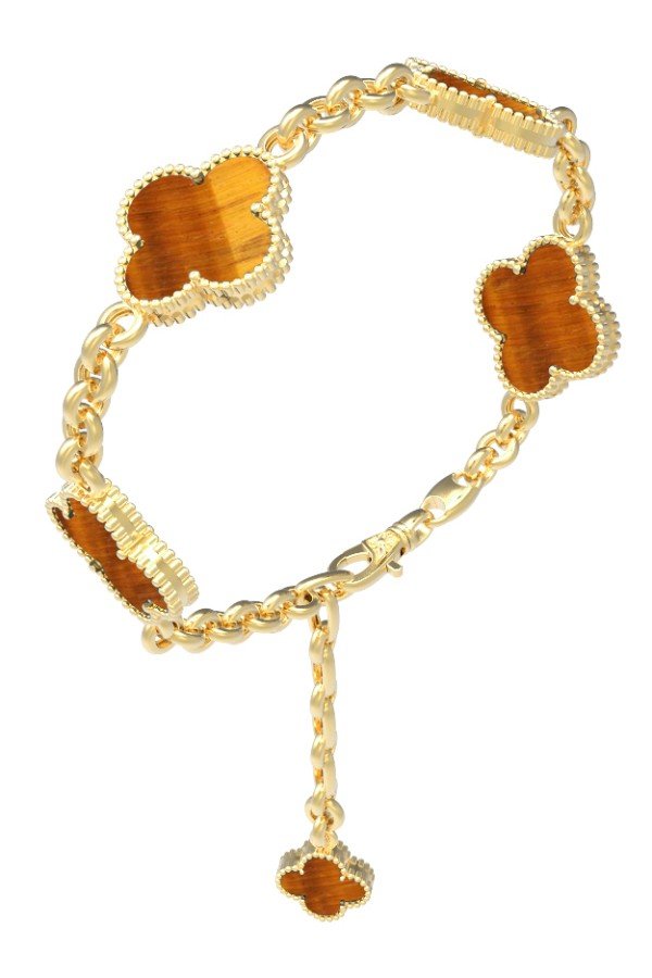 Браслет из лимонного золота c тигровым глазом