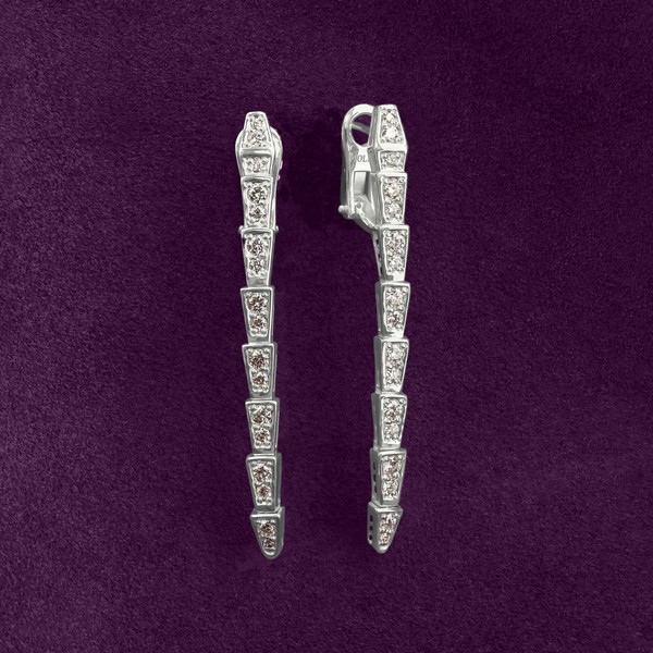 Серьги из белого золота 585 пробы c бриллиантами