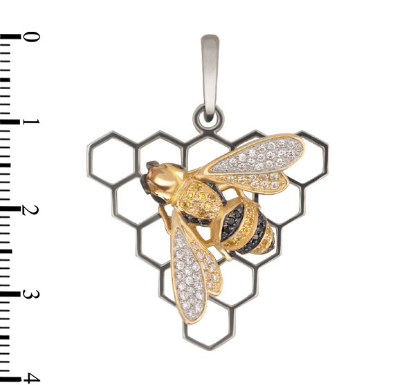 Подвеска из белого золота 585 пробы c эмалью и фианитом