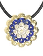 Подвеска из лимонного золота c лазуритом и перламутром