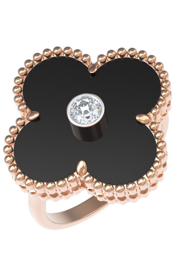 Кольцо из золота c бриллиантами и ониксом