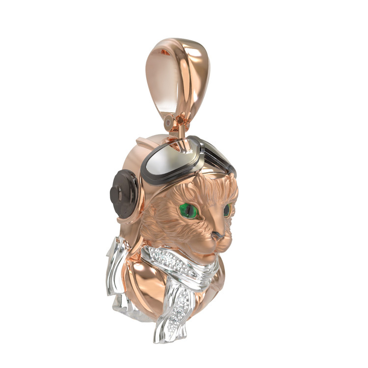 Подвеска из красного золота 585 пробы c эмалью, бриллиантами и рубином