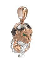 Подвеска из золота c эмалью, бриллиантами и рубином