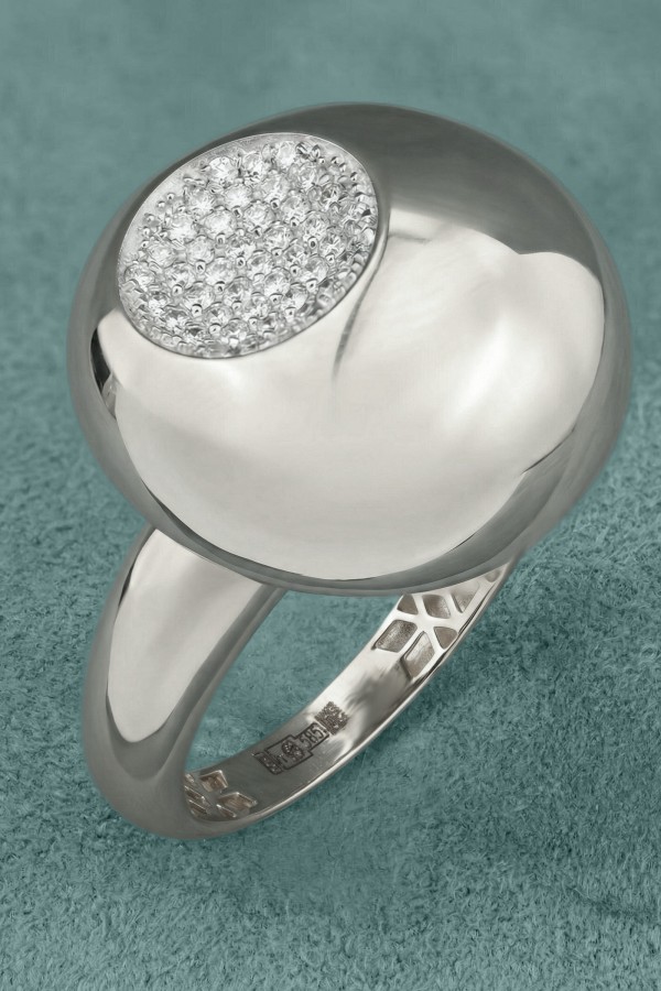 Кольцо из белого золота 585 пробы c бриллиантами