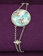 Браслет из белого золота c бирюзой и перламутром